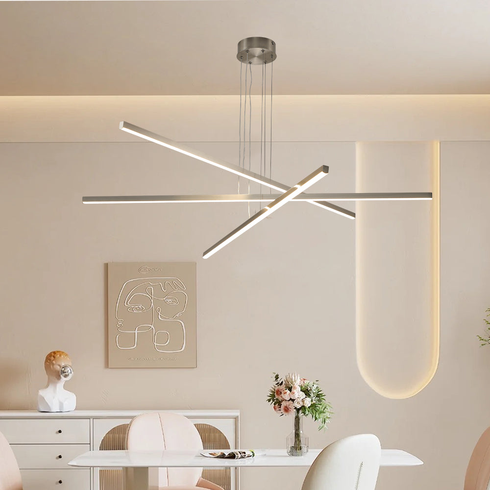 Silver Pendant Lighting Fixture | Integrated LED Modern Lamp
