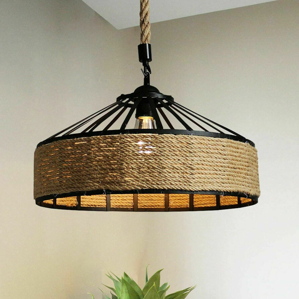 Retro Hemp Rope Pendant Light | Rustic Home Décor Lamp