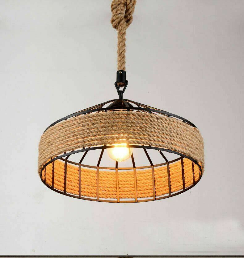 Retro Hemp Rope Pendant Light | Rustic Home Décor Lamp