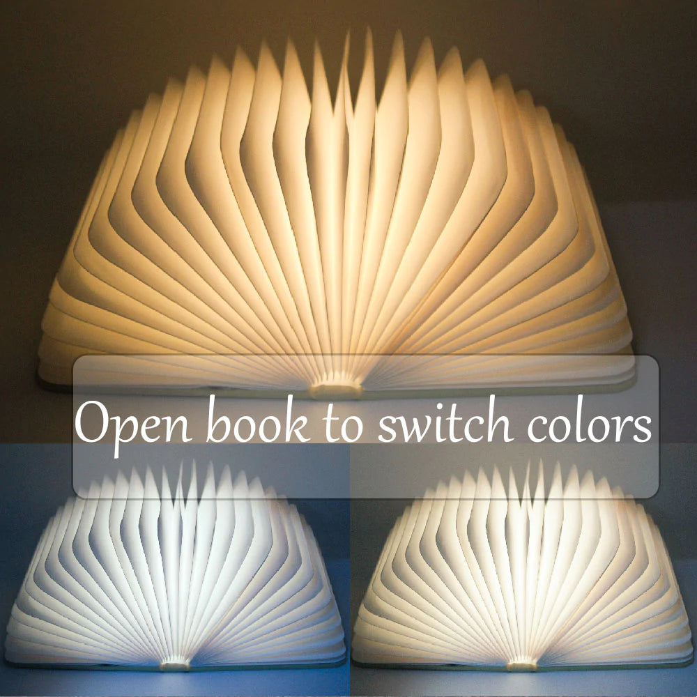Portable LED Book Night Light | Foldable Wooden Decor Lamp