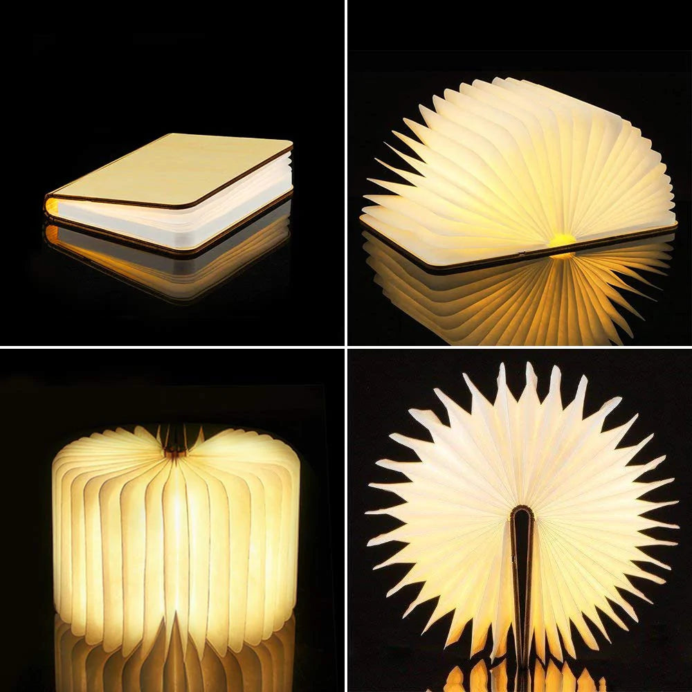 Portable LED Book Night Light | Foldable Wooden Decor Lamp