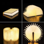 Portable LED Book Night Light | Foldable Wooden Decor Lamp