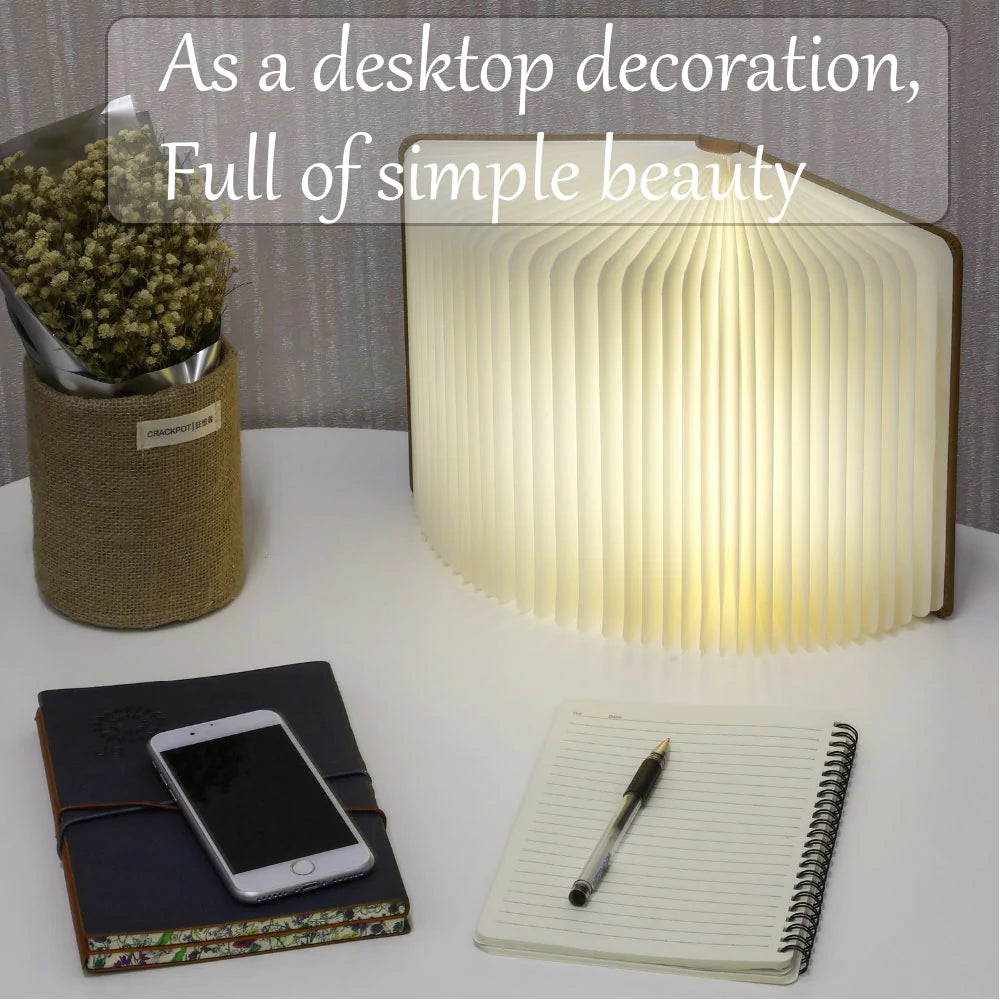 Portable LED Book Night Light | Foldable Wooden Decor Lamp
