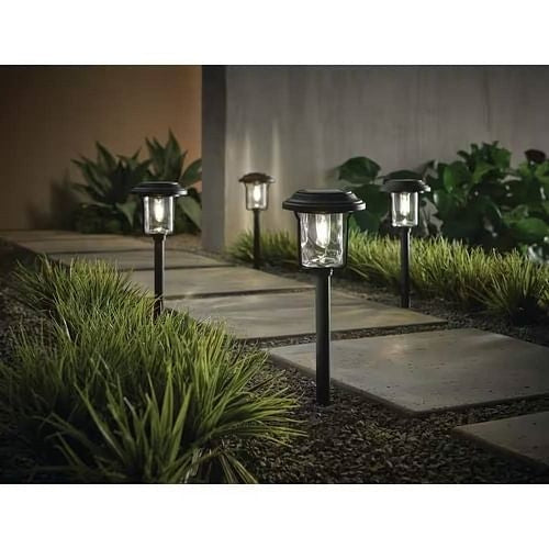 4-Pack Solar LED Path Lights | Outdoor Black Lighting