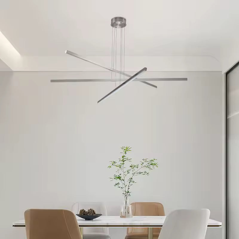 Silver Pendant Lighting Fixture | Integrated LED Modern Lamp